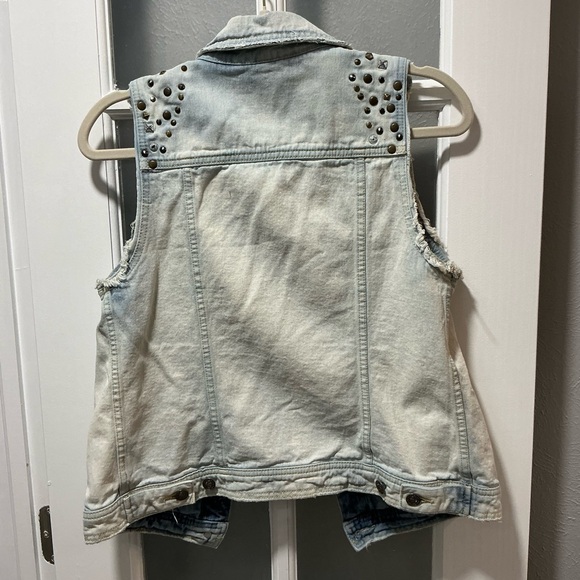 Free People Studded Light Wash Jean Vest - Picture 11 of 16
